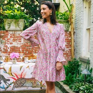 TUCKERNUCK DITSY FLORAL KENZO TIERED MINI DRESS